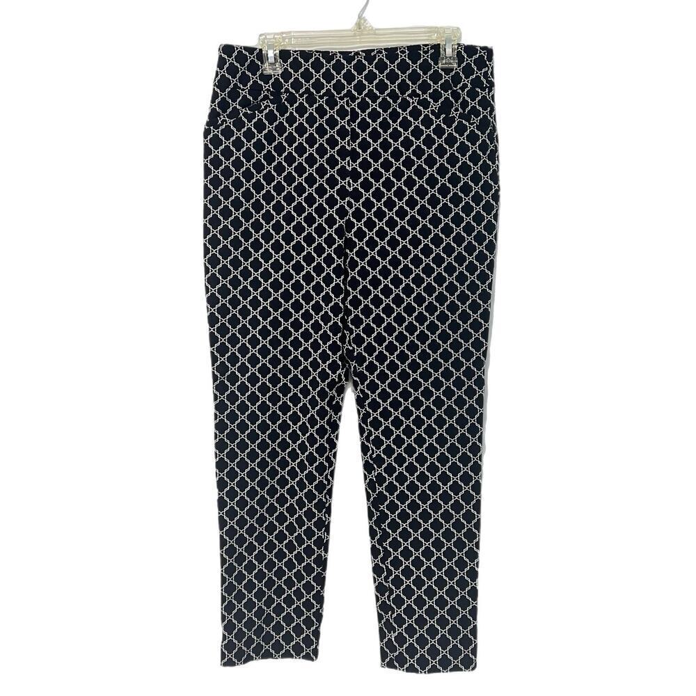Chico's Women's Pants Sz 2.5 Large Black White Perfect Stretch Pull-On High Rise